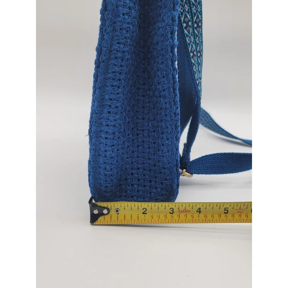 No Bad Vibes Blue Jute Tote Bag Bamboo Handle Crossbody Purse India